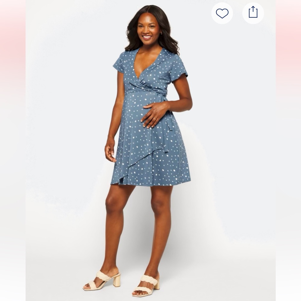RIPE MATERNITY Liv Maternity Wrap Dress Blue XS